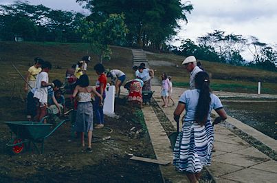 working in the gardens