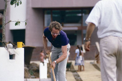 Arthur Dahl working in the gardens