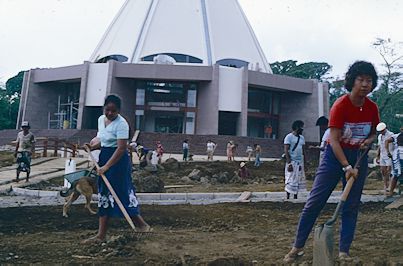 working in the gardens