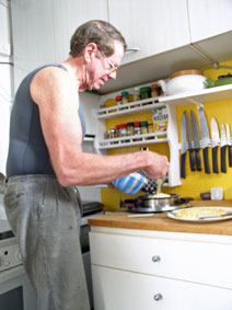 putting the batter in the waffle iron