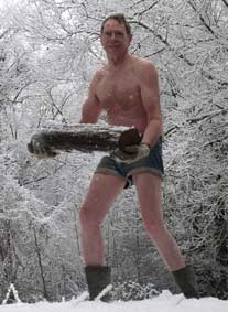 Carrying wood in snow