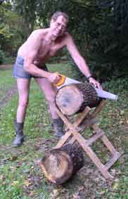 cutting oak log