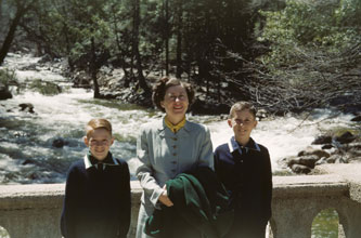 Me, mother, Keith, Happy Isles, Yosemite, April 1952