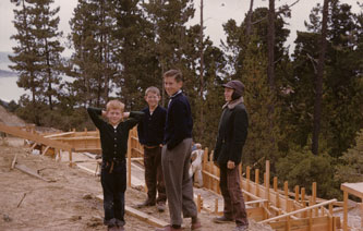 Boys at house construction, Pebble Beach, Aug.1955