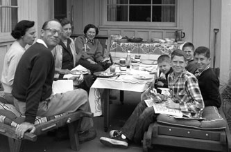 Lunch with Uncle Greg, Aunt Teresa, Maymay, Inverness, Oct.1955