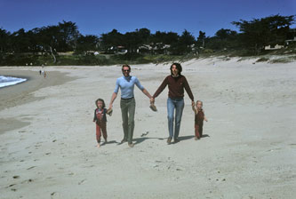 Martine, me, daughter, Alexander, Carmel Beach, April1981
