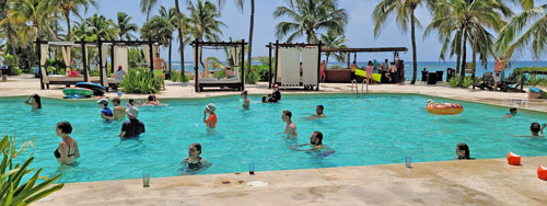family in the pool