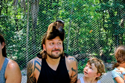 Jeremie with monkey