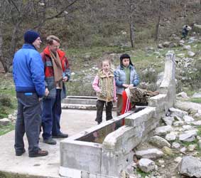 getting water at the spring