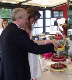 cutting the cake