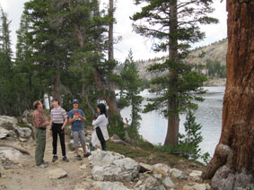 walking along May Lake