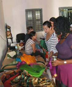 selecting saris