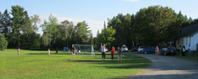 lawn in the middle of the camp