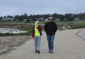 walking along the shore