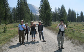 hiking across the meadows