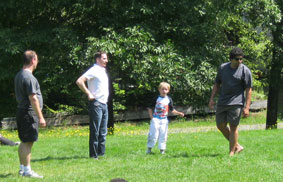 Alex and Benji at football