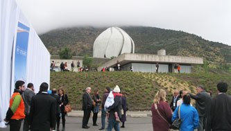 view of the temple from the reception area