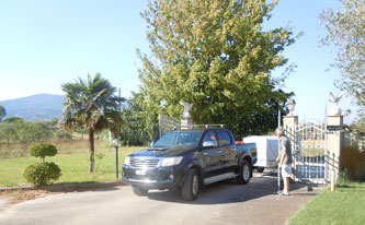 arriving in the pickup