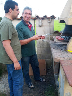 Luigi and Simon at the barbeque