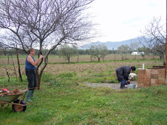 working in the garden