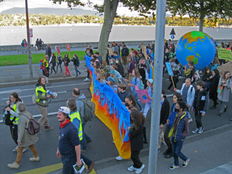 marching along the lakeside