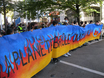 banner at the front of the march